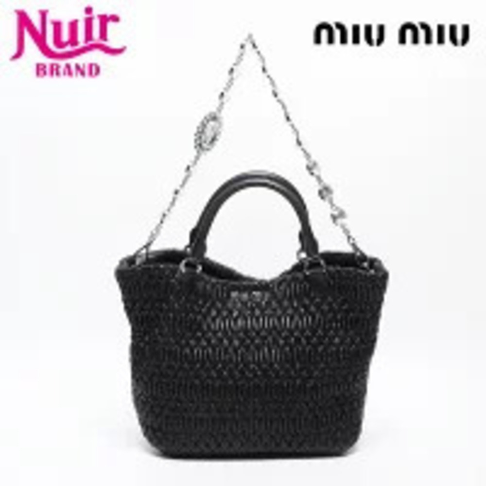Miu Miu Nappa Crystal Shoulder Bag Black